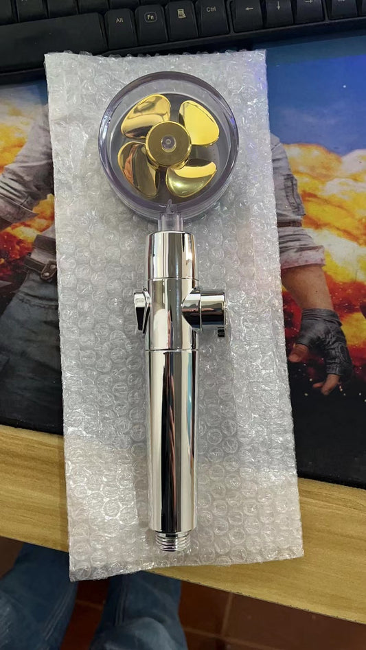 Turbo Propeller Shower Head Water Saving High Preassure Flow 360 Degrees With Fan Extension Showerhead Rainfall With Holder