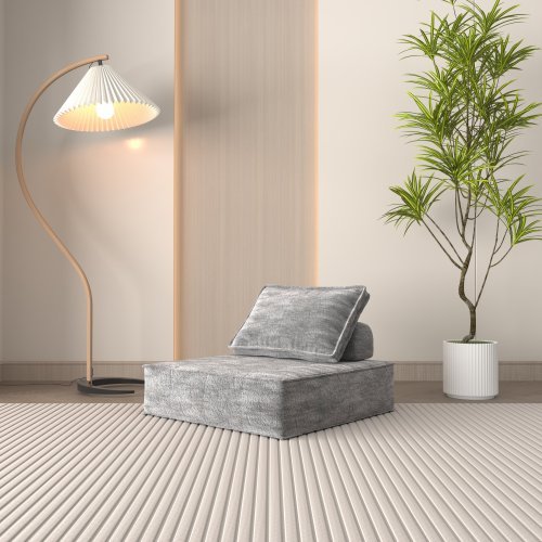 US Local Modern Modular Sectional Single Sofa Couch Single Square Sofa Modern Armless Floor Sofa Couch Accent Armless Chair With Removable Back Cushion For Living Room, Apartment Gray Upholstered