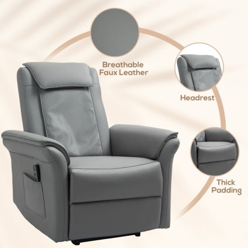 UK Local HOMCOM Recliner Armchair With 3D Kneading Massage, Breathable Leather Recliner Chair With Back Massager And Headrest, Electric Reclining Chair With Footrest, Remote, USB Port, Side Pockets For Home