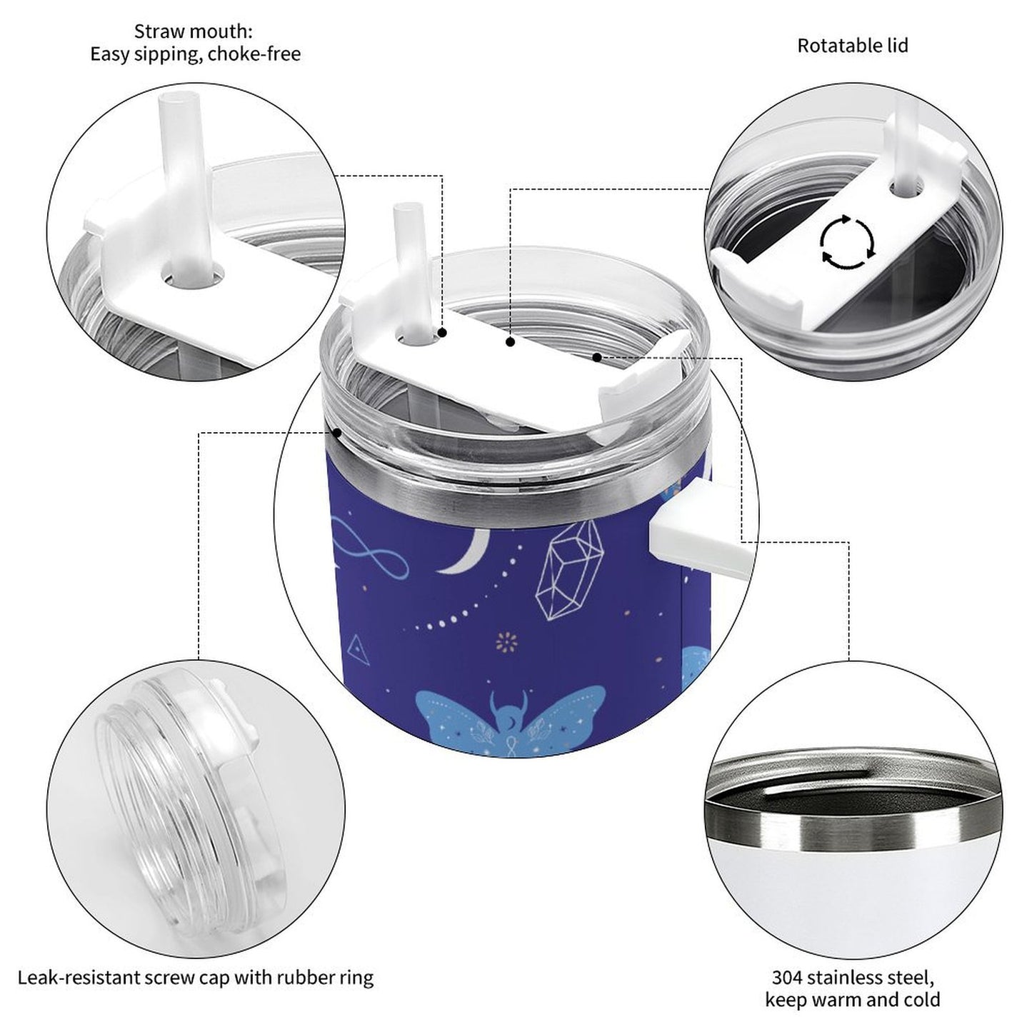 PHDT00406 POD US Local Tumbler 40 oz Large Capacity Car Cup Lovely Cat