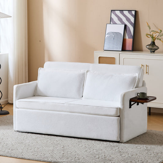 US Local Adult Sleeper Chair Bed, 3-in-1 Convertible Sofa Chair Bed Pull-out Sofa Bed, Convenient Folding Tray Table With USB And Type-C Charging Ports Modern Loveseat For Living Room