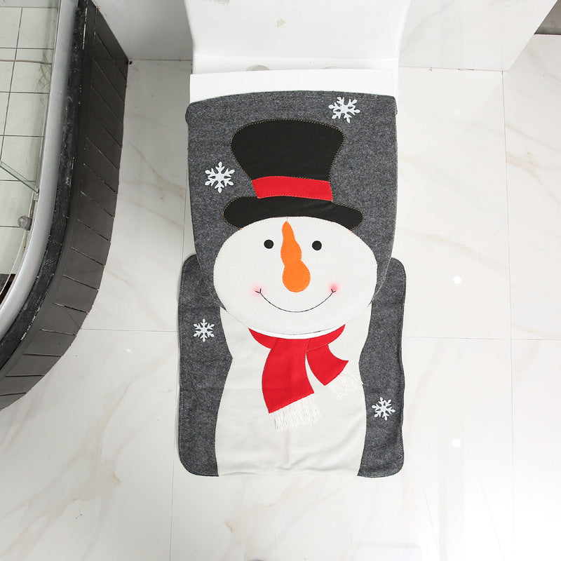 USA Local Merry Christmas Bathroom Curtain Santa Claus Toilet Seat Christmas Decorations