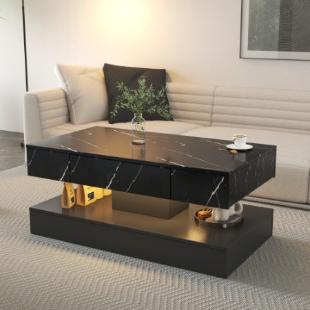 USA Local 6.93IN High LED Coffee Table,Modern Coffee Table For Living Room,Living Room Tables,Large Living Room Furniture,LED Lights