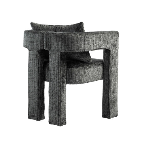 UK Local GOMYWAY Modern Chenille Lounge Chair With A Unique Hollow Armrest Design, With Comfortable Cushions And Pillows, Suitable For Living Rooms, Dining Rooms, Bedrooms And Offices Dark Gray,set Of 2