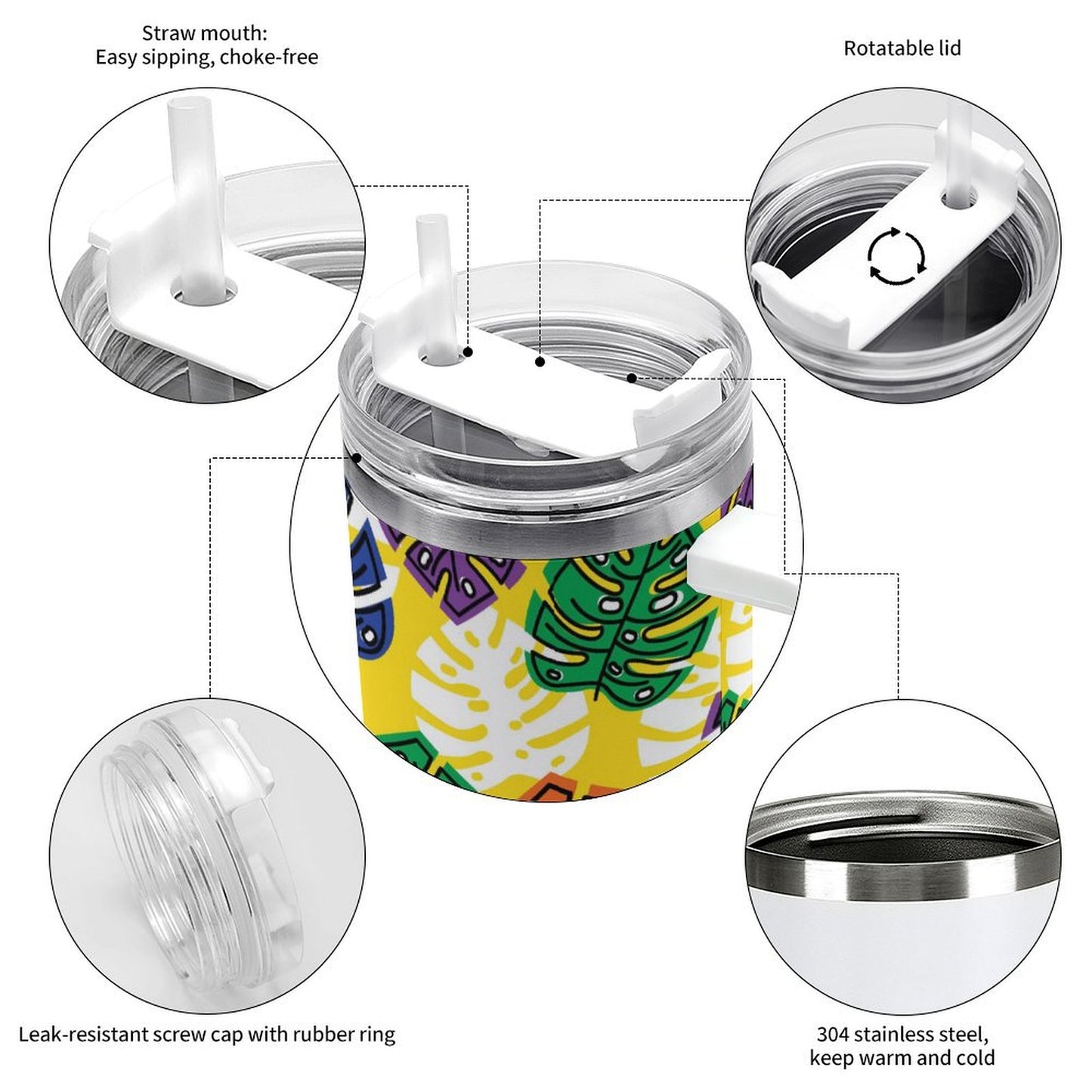 PHDT00391 POD US Local Tumbler 40 oz Large Capacity Car Cup Leaves