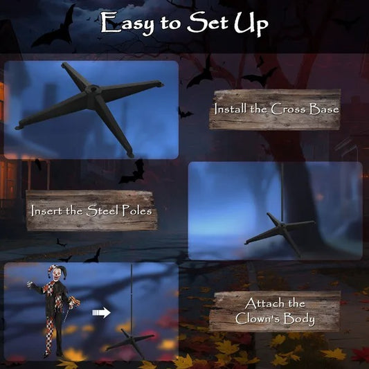 CA Local Life Size Halloween Animated Clown With Red Light Up Eyes, Sound Activated Scary Halloween Decorations, Battery Operated