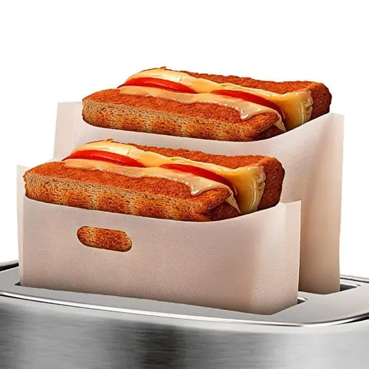 US Local 12Pcs Non Stick Toaster Bags Reusable 6.7 X7.5 Inch Grilled Cheese Bags Heat Resistant & Easy To Clean Mess Free Toasting Sandwiches Panini & More Compatible With Toaster Oven Microwave & Grill