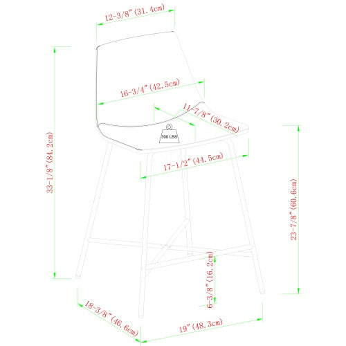 US Local Modern Upholstered Counter Stool With Metal X Base, Set Of 2, Black