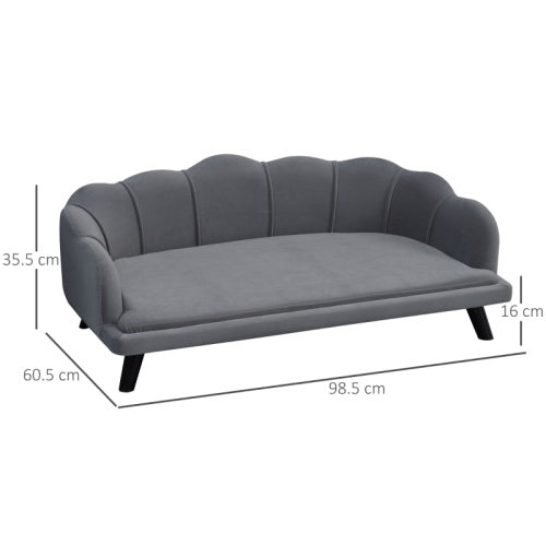 UK Local PawHut Dog Sofa, Pet Couch Bed For Medium, Large Dogs, With Legs, Cushion - Grey
