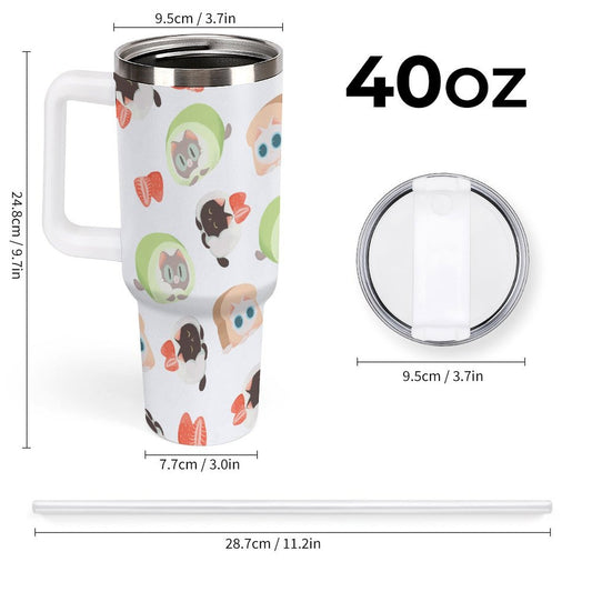 PHDT00259 POD US Local Tumbler 40 oz Large Capacity Car Cup Cat Dessert Cute Pink Green Black