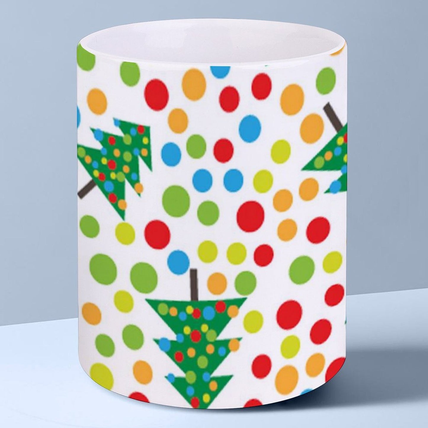 POD US Local White mug with full print, Christmas, Polka Dots, Colorful 0088