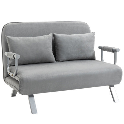 UK Local HOMCOM Two-Seater Click-Clack Sofa Bed - Light Grey