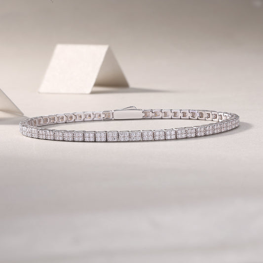 Piano Poet Luxurious Fashion Set Mosan Diamond S925 Silver Bracelet Rivaling Natural Diamonds