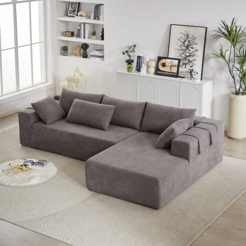 US Local Modern Chenille Upholstered Sectional Sofa Couch Set,Modular 108 L Shaped Sectional Living Room Sofa Set With 6 Pillows,Free Combination Sofa Couch For Living Room,Bedroom