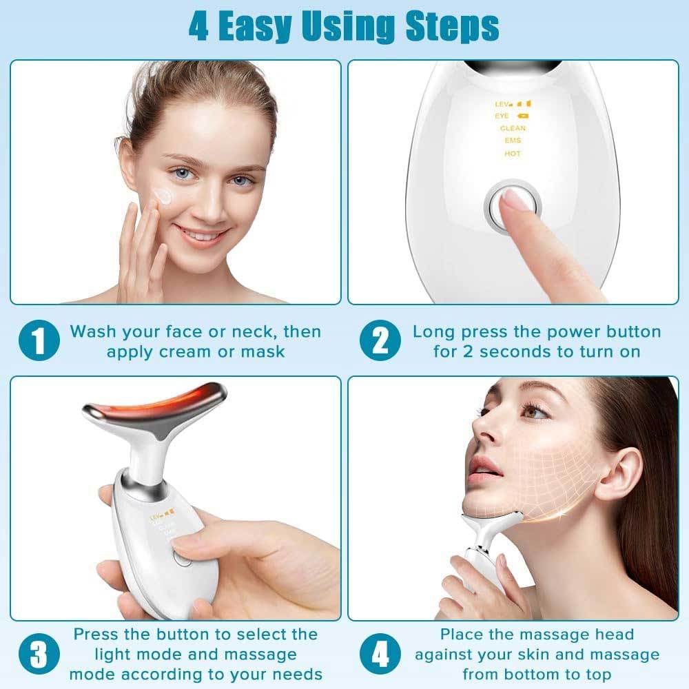 US Local Neck Face Massager Face Sculpting Tool 3 Colour Modes And Vibration For Facial Massager For Double Chin