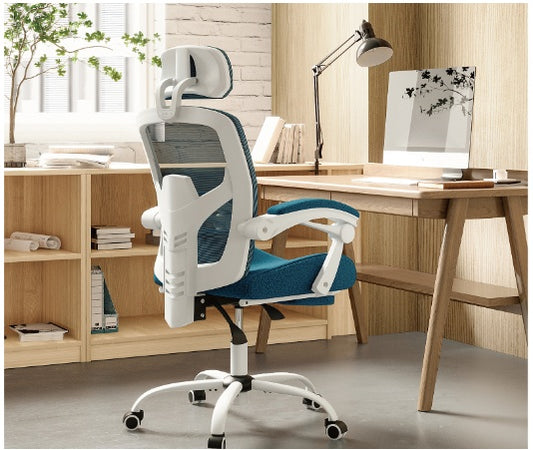 US Local Retractable Footrest Ergonomic Swivel Office Chair With Lumbar Support Pillow And Padded Armrests