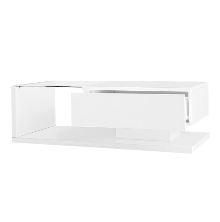 UK Local Coffee Table, High-gloss White. Side Tables, Coffee Tables With Glass And LED