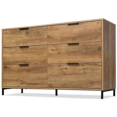 UK Local Sideboard Cabinet For Living Room, Chest Of Drawers With 6 Drawers, Dark Oak, 40D X 120W X 76H Centimetres