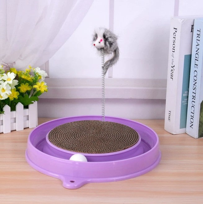 US Local Multi-functional Cat Scratching Board With Ball Track, Various Colours Of Mat Board, Self-height Relief From Boredom To Tease The Cat, With Spring And Ball, Anti-scratch Furniture Artifacts, A Must-ha