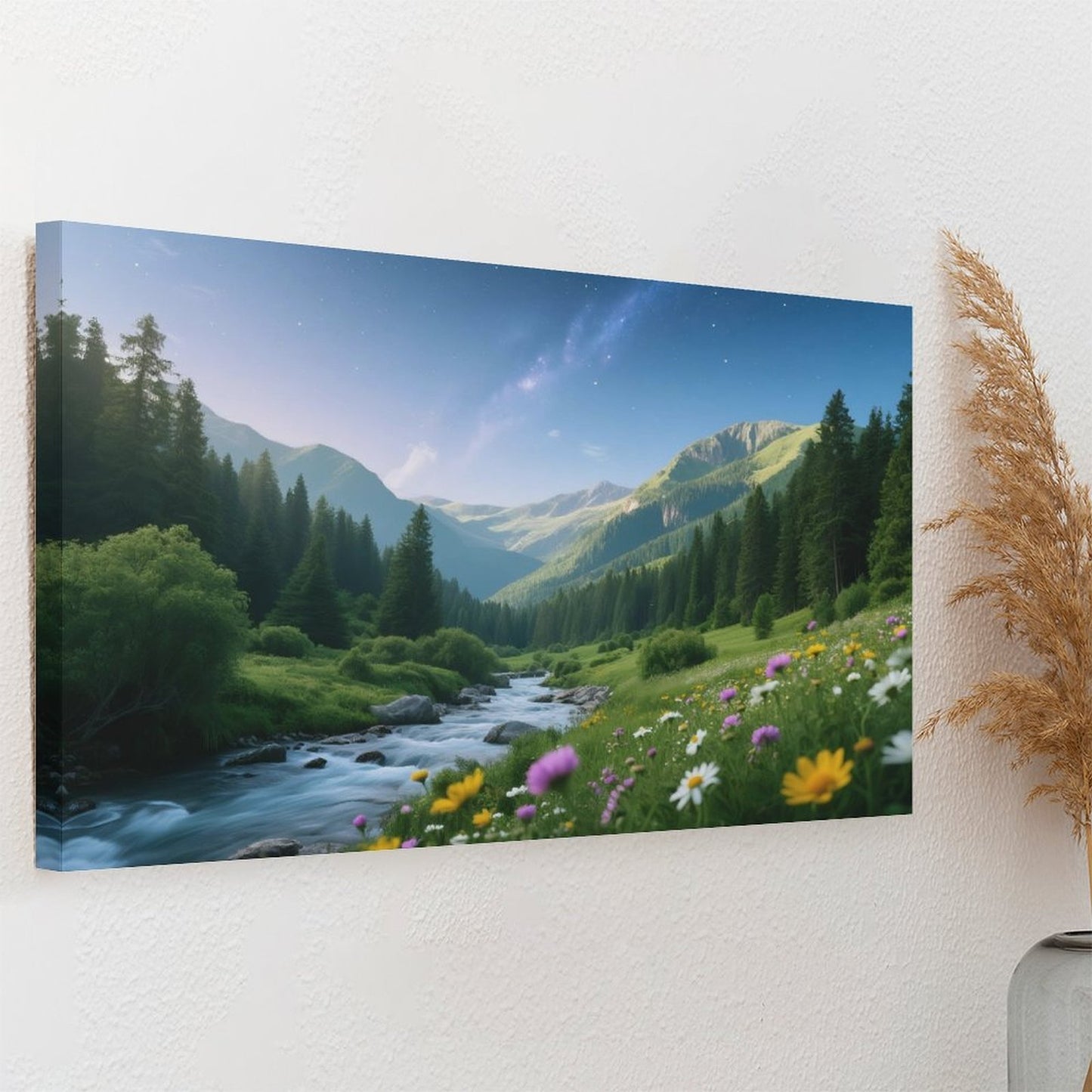 Decorative Interior Frame Painting Mountain-river-starry-summer-3