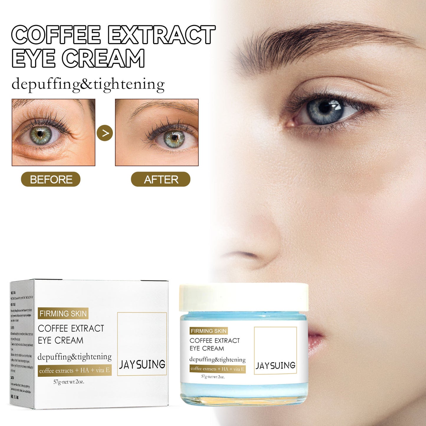 US Local Jaysuing Coffee Firming Eye Cream Firming & Moisturizing Eye Cream For Fine Lines & Dark Circles