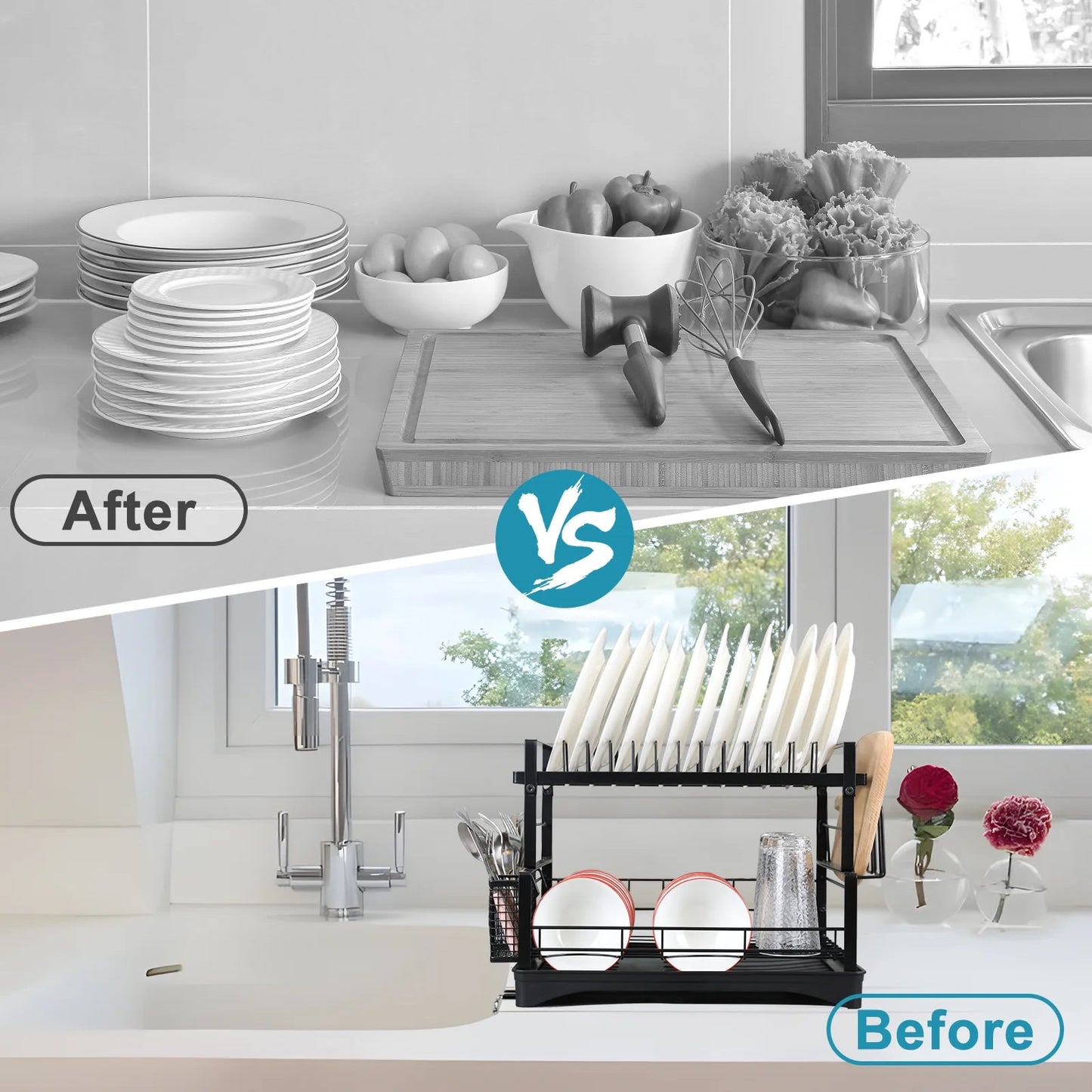 US Local Upgraded 2 Piece Cookware Set Organizer Rack And Dish Drying Rack 8 Tier Pot And Pan Organizer For Kitchen Counter