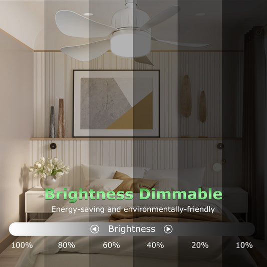 US Local 1Pc Socket Fan Light 12W Ceiling Fan With Lights Dimmable LED Ceiling Fan With 3 Fan Speed Stepless Brightness And Color Temperature Smart Timer Remote Control