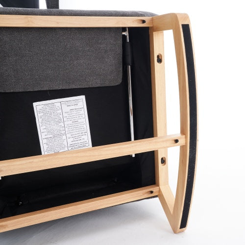 US Local Accent Rocking Chair With Footrest High Back Rubber Wood Rocking Legs Bedroom Living Space 26.77D X 38.36W X 39.76H Inch