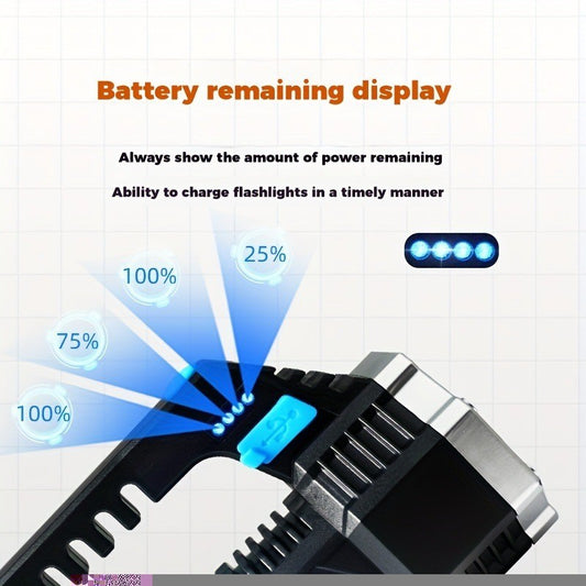 UK Local 7 LED Flashlight COB Torch Rechargeable Side Light USB Charging 4 Modes Waterproof Work Light