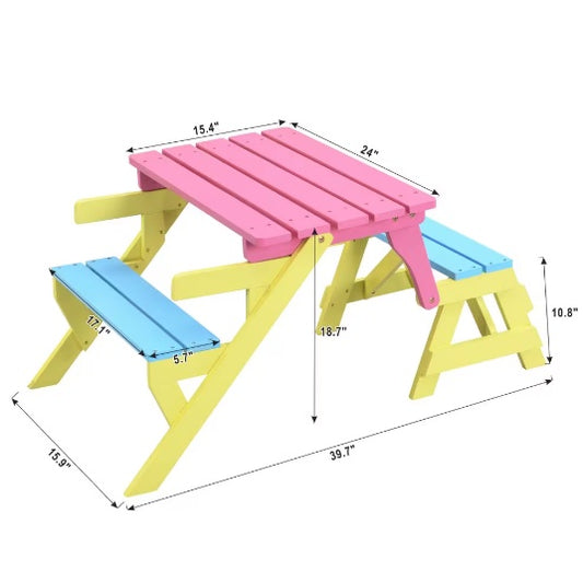 US Local KID'S MULTI-FUNCTIONAL ARM CHAIR,TABLE 2 BENCHES