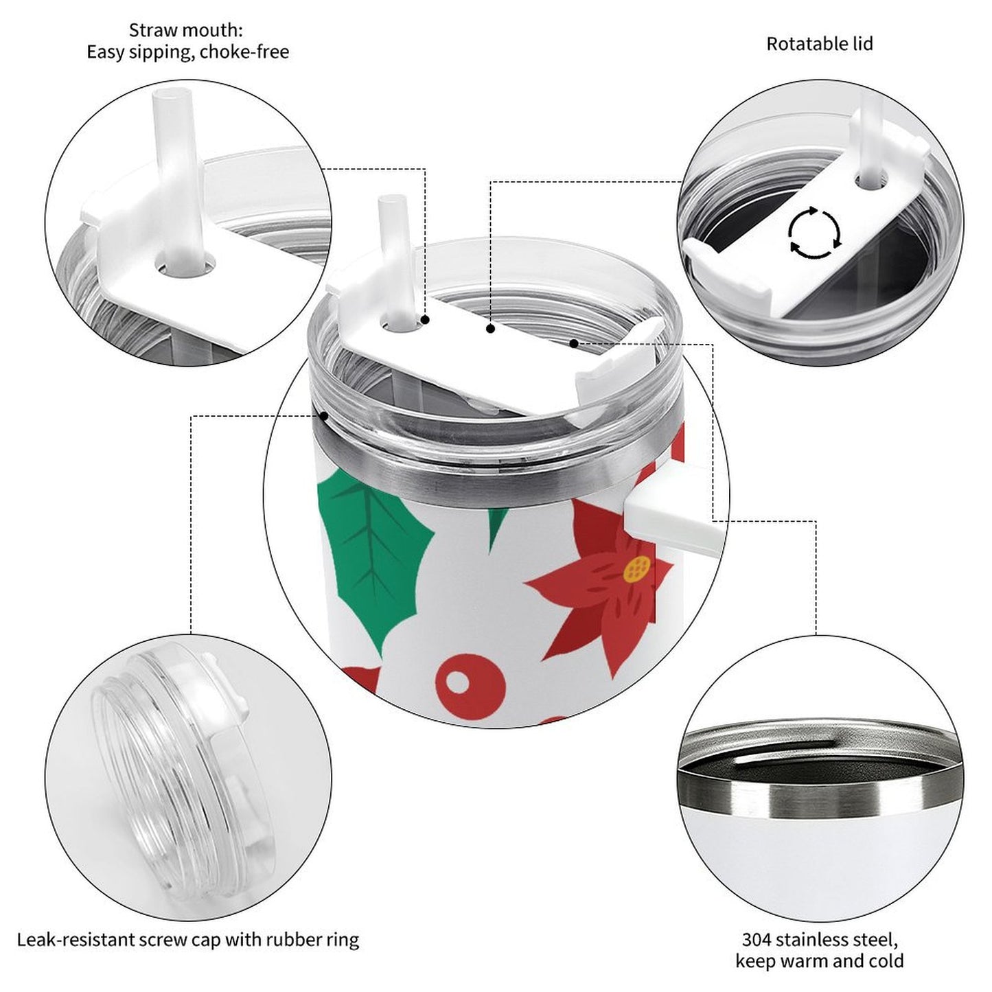 PHDT00305 POD US Local Tumbler 40 oz Large Capacity Car Cup Christmas Red Green