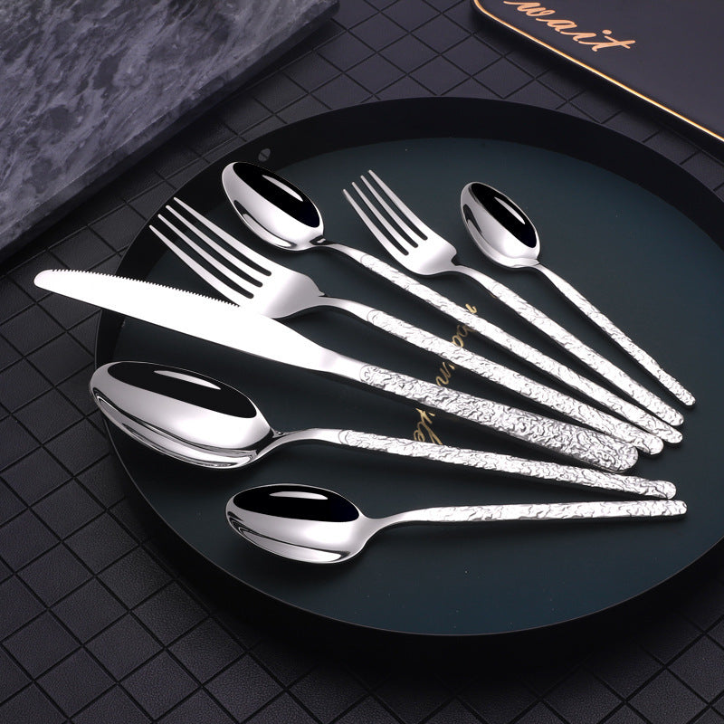 USA Local Embossed Textured Handle Steak Cutlery Western Cutlery