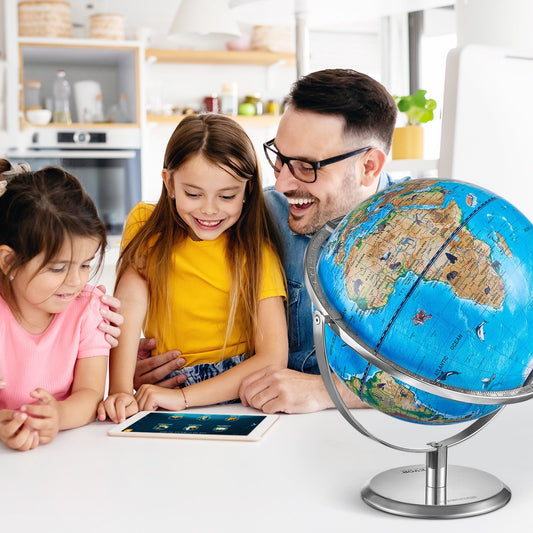 US Local VEVOR Educational Globe For Kids, Interactive AR World Globe With AR Golden Globe APP LED Night Lighting , STEM Toy Gifts For Kids Compatible With Android Or IOS Devices