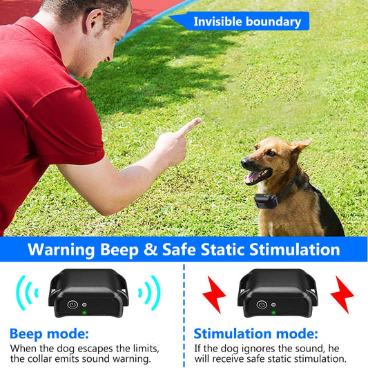 US Local 1Set Wireless Electric Dog Fence Pet Shock Boundary Containment System Electric Training Collar For Small Medium Large Dogs