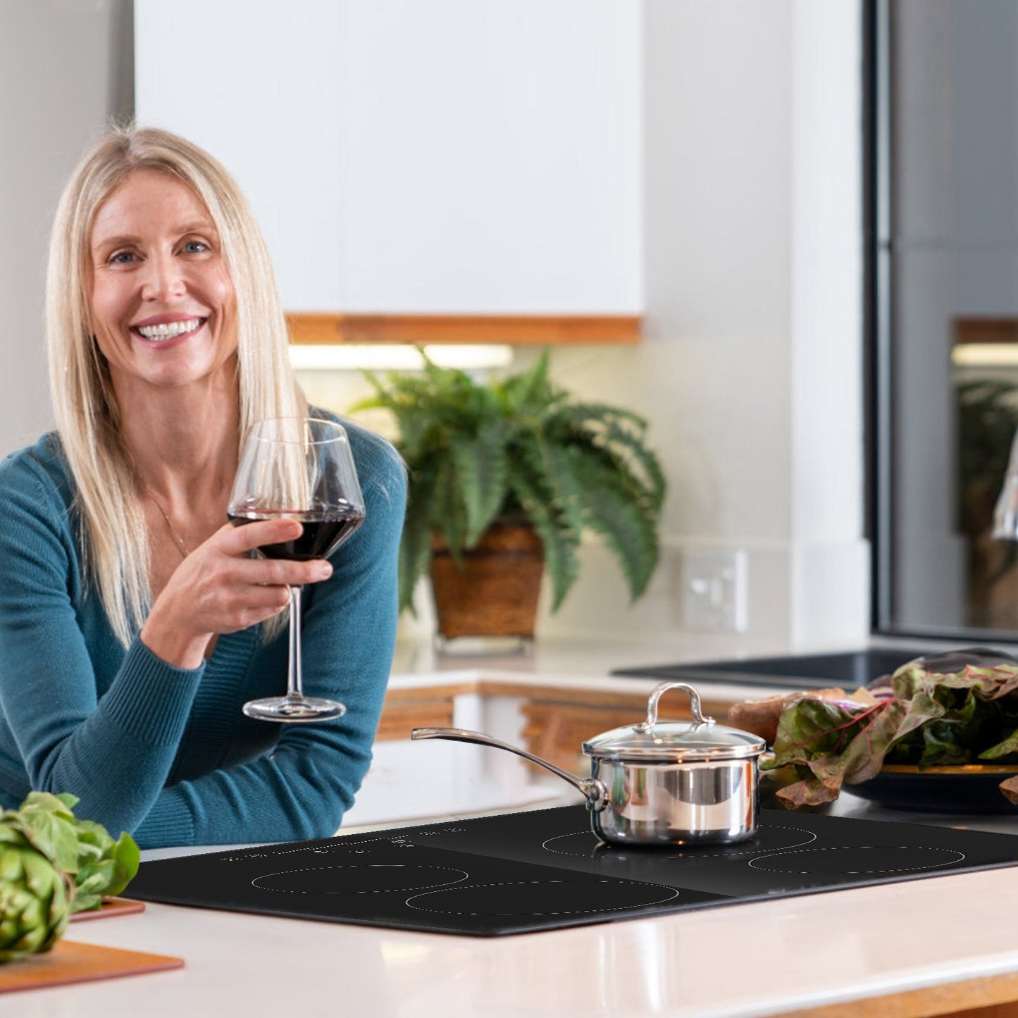 US Local VEVOR Built In Electric Stove Top, 23.2 X 20.5 Inch 4 Burners, 240V Glass Radiant Cooktop With Sensor Touch Control, Timer & Child Lock Included, 9 Power Levels For Simmer Steam Slow Cook Fry