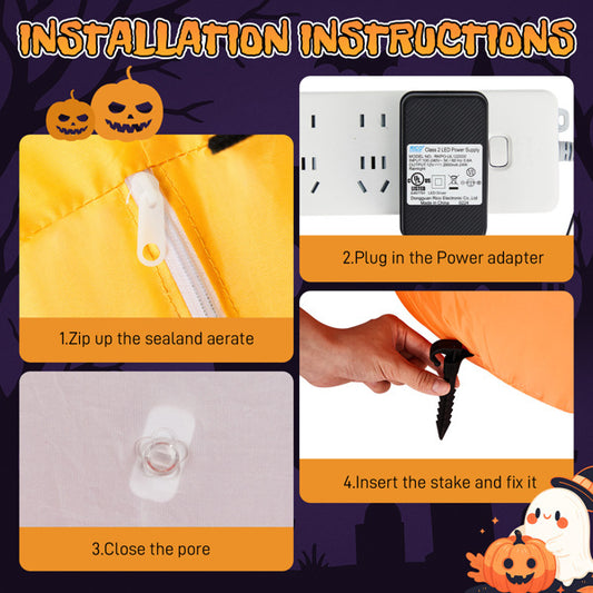 US Local 8FT Long Halloween Inflatables Pumpkins Eyeball Candy Outdoor Decorations, Blow Up Yard Decoration With Built-in LEDs Lighted For Lawn Garden Outside Indoor Decor