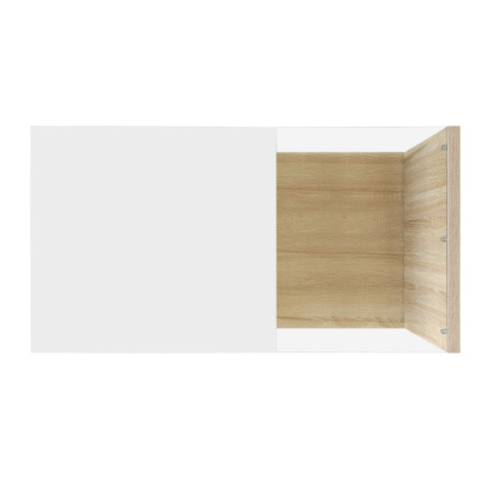 UK Local Coffee Table In High Gloss White And Wood Color Combination. Side Tables, Coffee Tables With Glass And LED