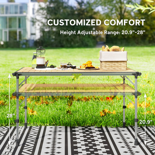 US Local Folding Camping Table, Adjustable Height Aluminum Table, Portable Camping Table For Picnic, Beach, BBQ
