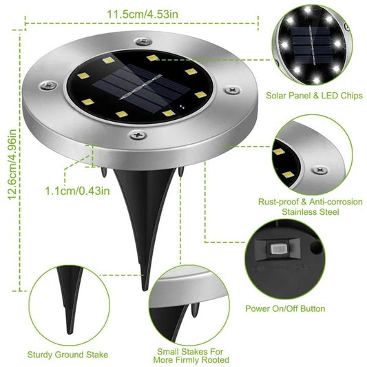 US Local 4Pcs Solar Powered Ground Light Outdoor IP65 Waterproof Buried