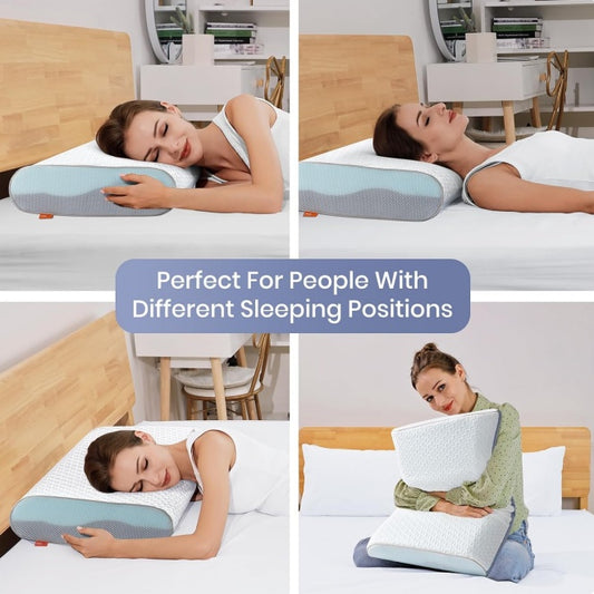 US Local 4 Inch Memory Foam Pillows, Gel Cooling Bed Pillows, Sleep Pillow, Removable Machine Washable Pillowcase,Standard Size