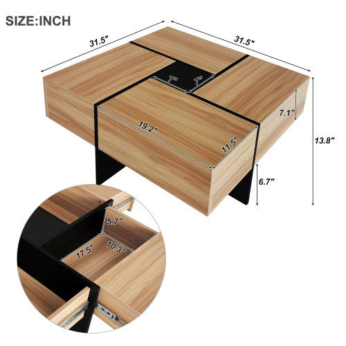 USA Local Unique Design Coffee Table With 4 Hidden Storage Compartments