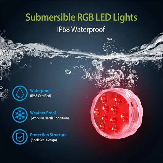 US Local 4Pcs Submersible RGB LED Lights IP68 Waterproof Underwater Color Changing Lamps Remote Control