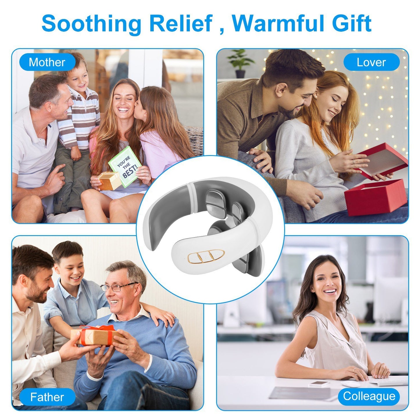 US Local 1 Set 8 Head EMS Neck Massager With Heat Cordless Cervical Neck Massager EMS Neck Massager With 6 Modes 15 Intensity Levels Remote Control