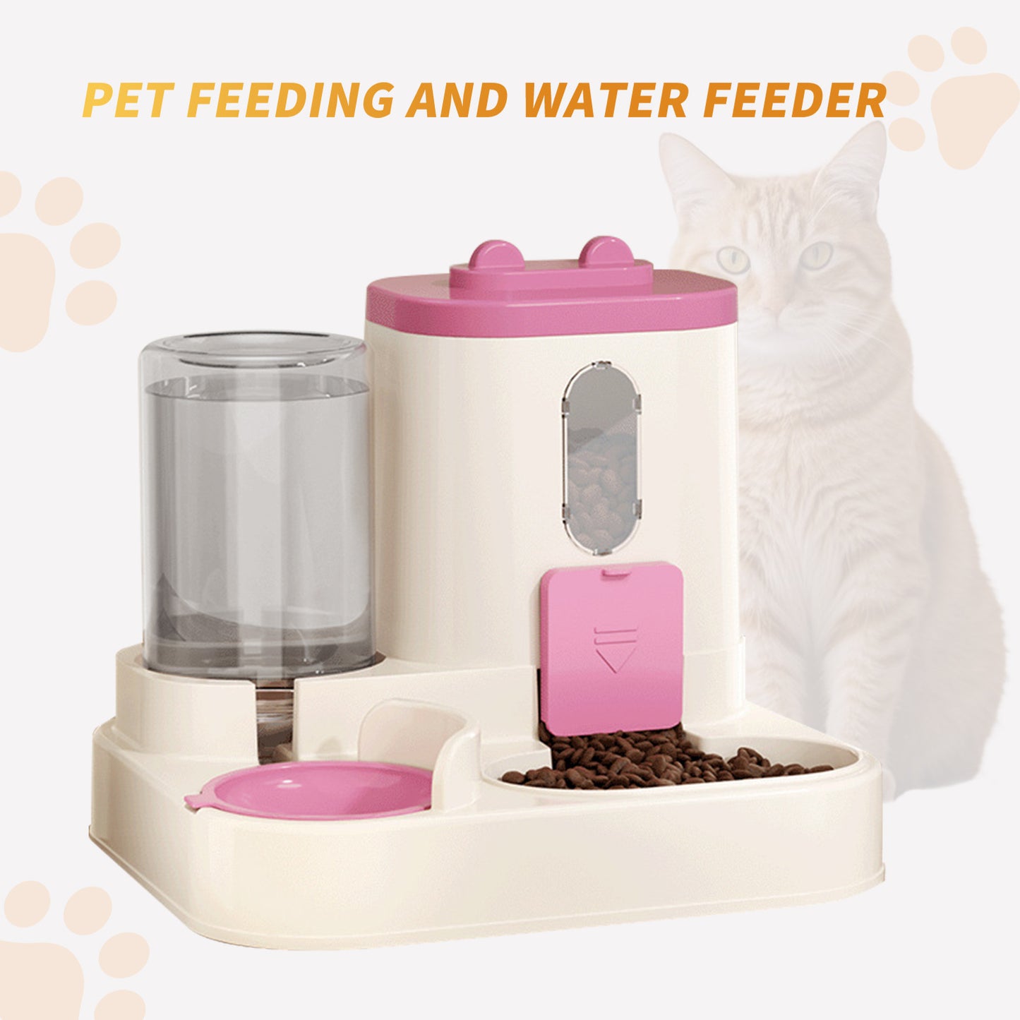 US Local Fully Automatic 2in1 Cat Food Dispenser - Integrated Water And Food Feeding System - Cute Water Dispenser