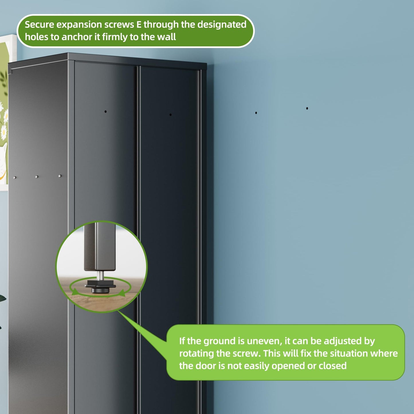 US Local 1 Door Metal Locker With Hanging Rod,Metal Storage Locker With Mesh,Suitable For Gym,Basketball Gym,Gymnasiums,Utility Room,Assembly Required,Black