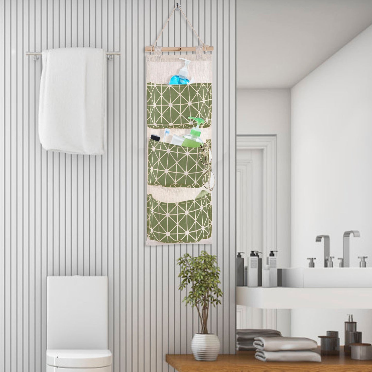 US Local 1 Pc Wall Mounted Storage Bag Door Closet Hanging Storage Bag Organizer Waterproof 3 Pockets Pouch