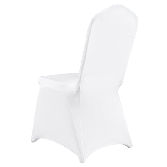 US Local VEVOR Stretch Spandex Folding Chair Covers, Universal Fitted Arched Front Cover, Removable Washable Protective Slipcovers, For Wedding, Holiday, Banquet, Party, Celebration, Dining 50PCS White