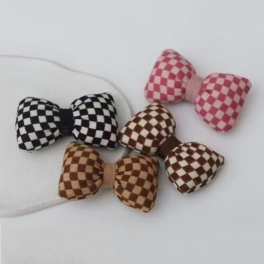 US Local Plaid Bow Hair Clips-Coffee 9672