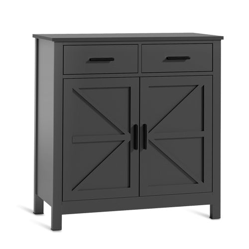 US Local Kitchen Storage Cabinet, Modern Farmhouse Buffet Cabinet With Storage, Coffee Bar With 2 Drawers And 2 Doors, Floor Sideboard Buffet For Living Room, Dining Room, Bathroom, Black