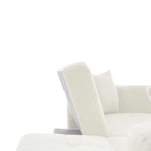 UK Local The Sofa Bed Has A Bed Function, Three Adjustable Backrest Angles, Gold Legs, Cushions And Side Storage Pockets.